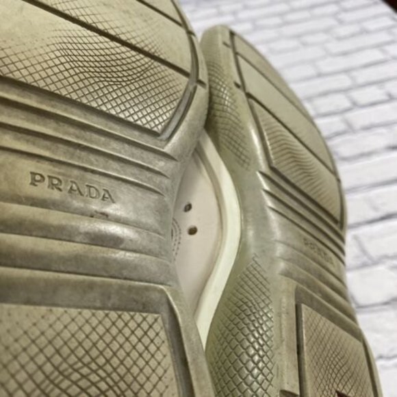 PRADA AMERICAS CUP SNEAKERS SHOES PS0906 WHITE LEATHER/ SILVER - SIZE 9 - Picture 9 of 12
